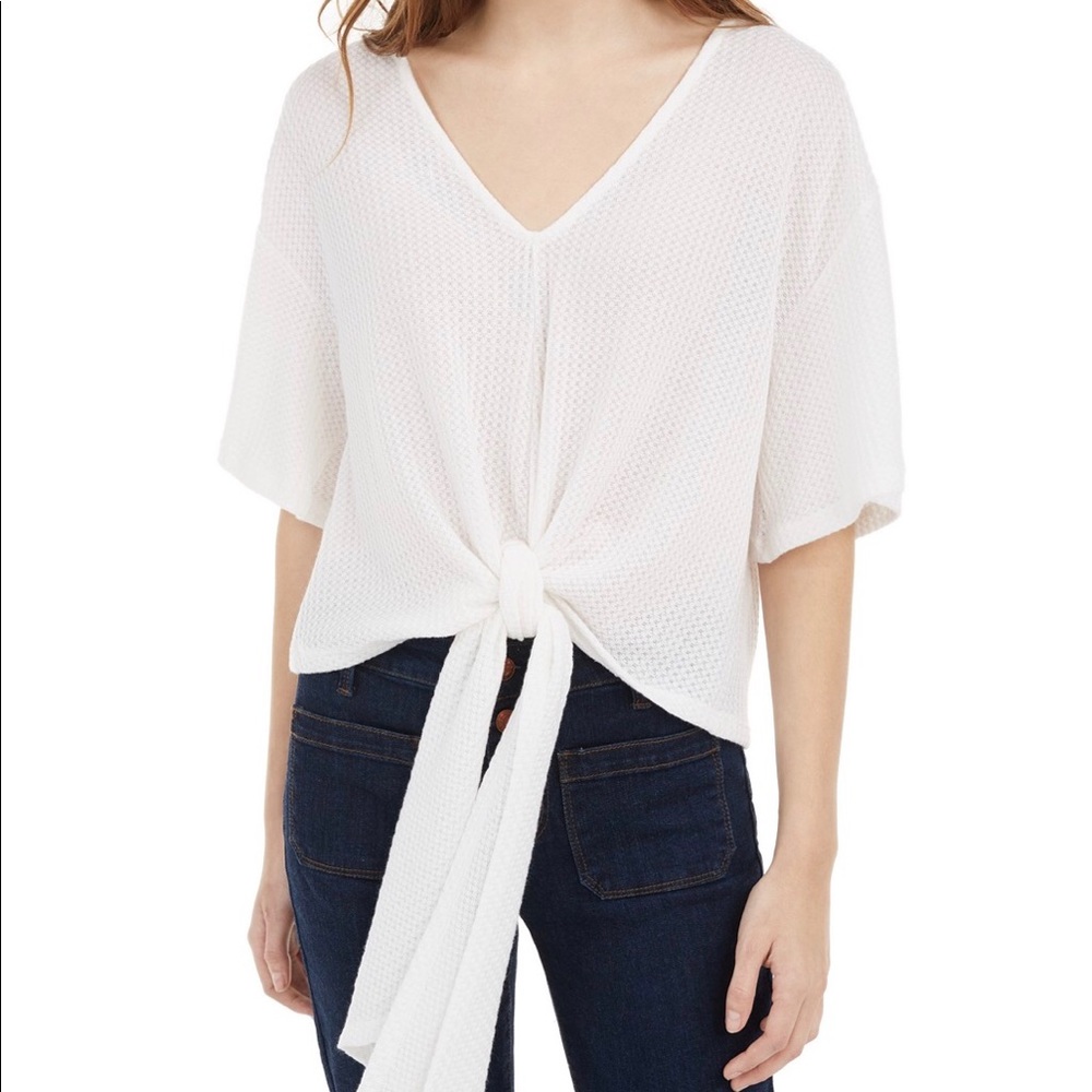 Polly & Ester  Waffle Knit Tie Top Size M